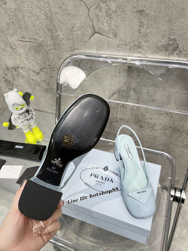 Prada小圓頭女鞋 普拉達2022早春新款馬卡龍系列高跟涼鞋 dx1948